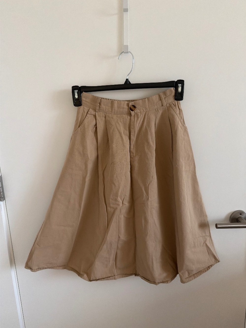 Lightweight Khaki Midi Skirt